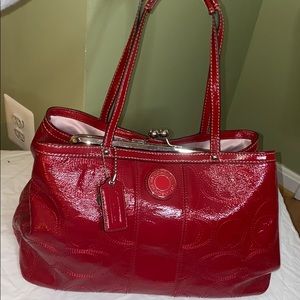 Medium size red Coach bag
